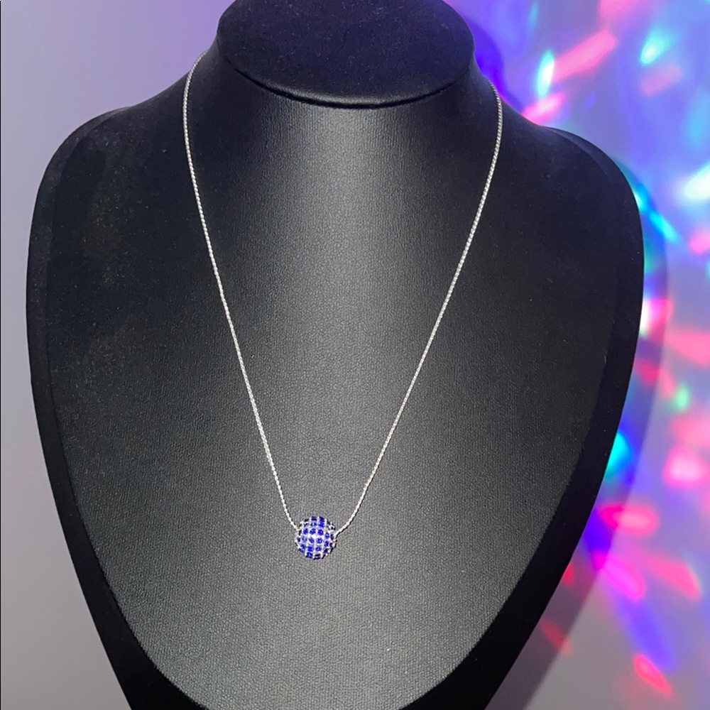 Elegant Silver Stainless  2-Piece Necklace Set with Blue Pendant